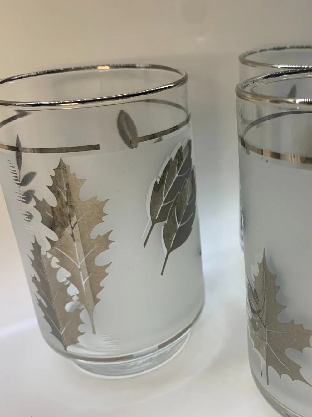 Vintage Libbey Silver Foliage Glasses 12 oz Set of 4